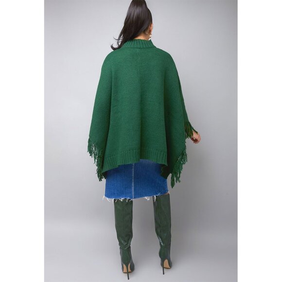 Taupe Stylish Draped Cape Poncho Cloak - Picture 4 of 9